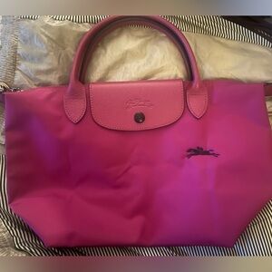 Longchamp Small Le Pilage Bag -with Pink handles Excellent Condition